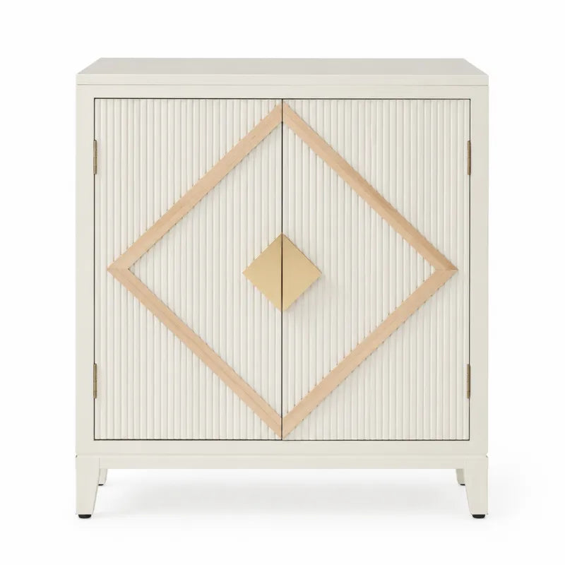 Kredens bia?y MDF z drewnian? ramk? 80x90x40