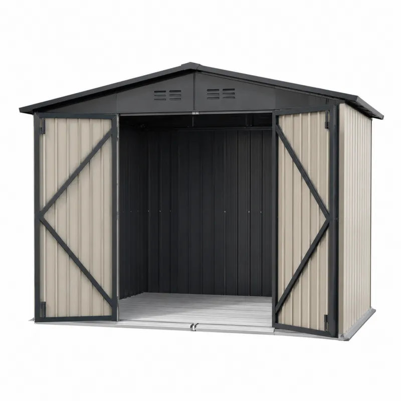Metalowy domek ogrodowy z podw¨®jnymi stalowymi drzwiami 213x191x197 cm