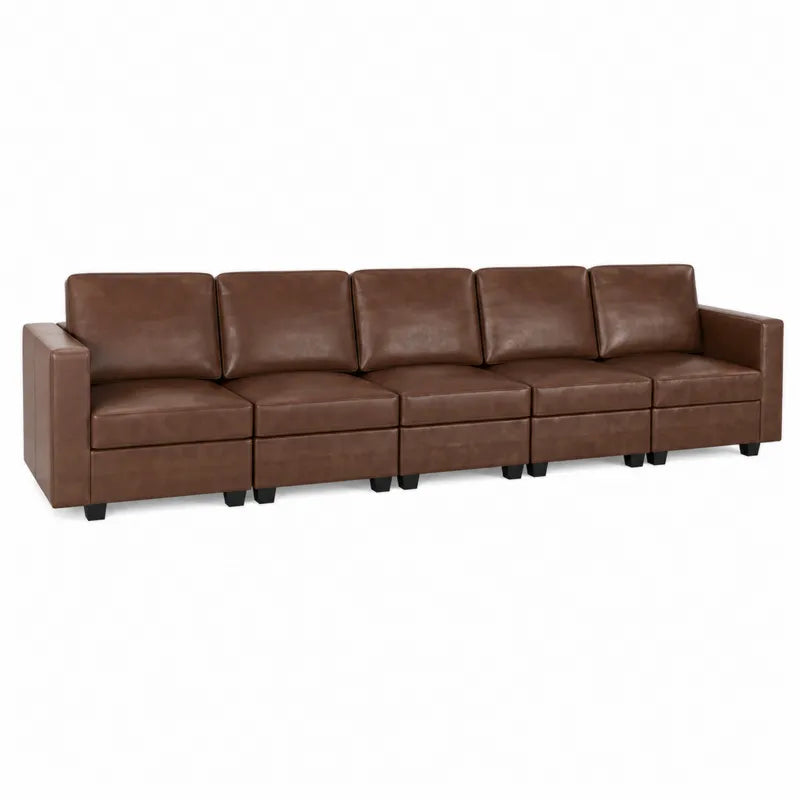 Sofa modu?owa pi?ciomiejscowa z br?zowej sk¨®ry