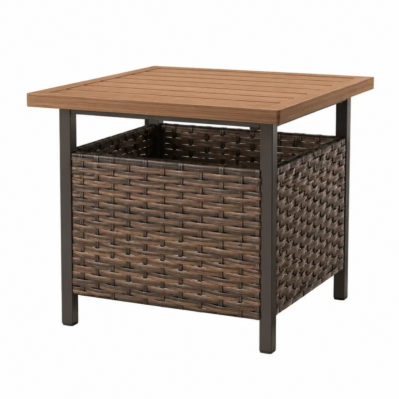 Kwadratowy st¨®? ogrodowy z drewna akacjowego i technorattanu 50x50