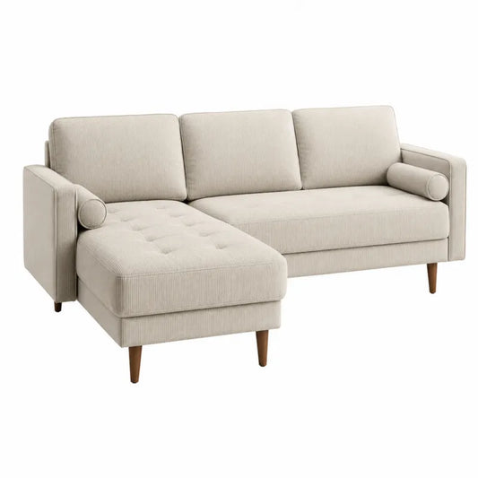 Sofa naro?na z tkaniny poliestrowej be?owa 230x150