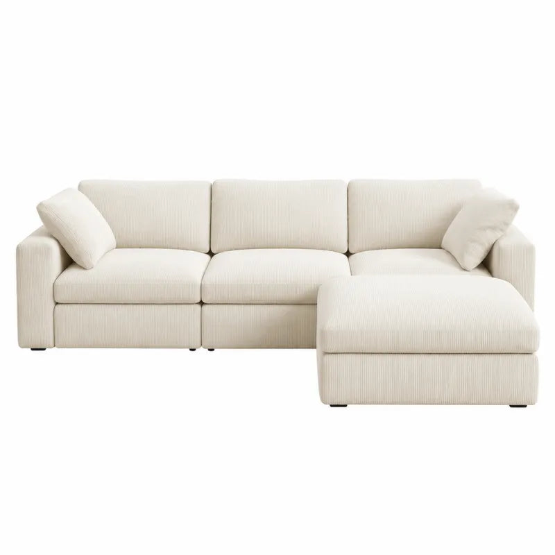 Sofa modu?owa L kszta?t kremowy tkanina