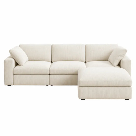 Sofa modu?owa L kszta?t kremowy tkanina