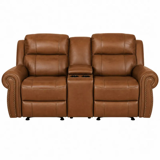 Dwuosobowa sofa relaksacyjna ze sk¨®ry naturalnej
