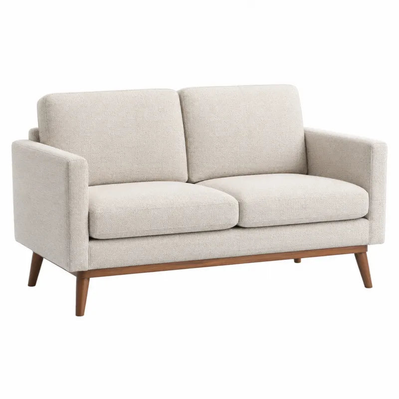 Sofa dwuosobowa z tkaniny poliestrowej z d?bowymi nogami,