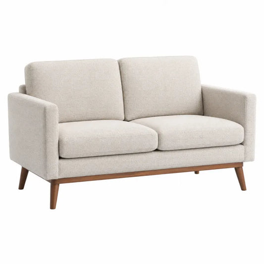 Sofa dwuosobowa z tkaniny poliestrowej z d?bowymi nogami,