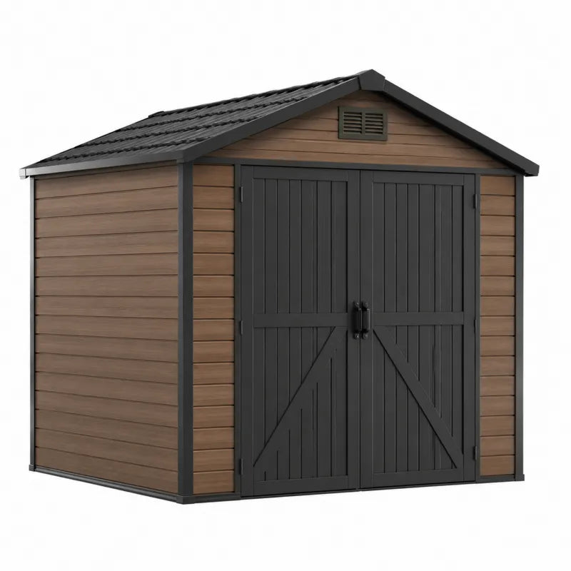 Domek Ogrodowy PVC Br?zowy i Czarny 255x205x200